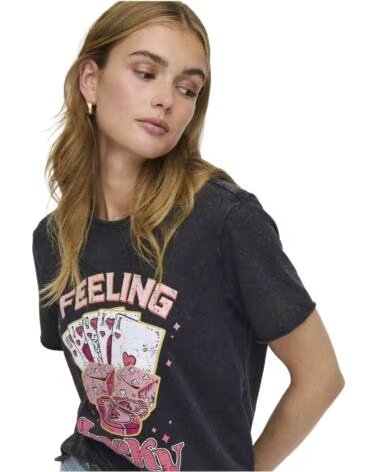 ONLY T-SHIRT MANICA CORTA 15366031-BLACKLUCKY NEGRA