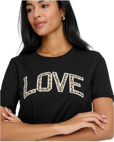 ONLY MAGLIETTA MANICA CORTA 15366520-BLACKLOVE DONNA NEGRO