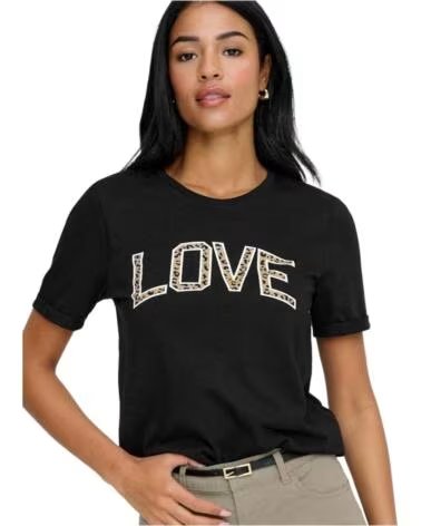 ONLY MAGLIETTA MANICA CORTA 15366520-BLACKLOVE DONNA NEGRO
