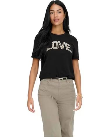 ONLY MAGLIETTA MANICA CORTA 15366520-BLACKLOVE DONNA NEGRO