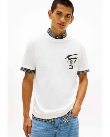 TOMMY HILFIGER Camiseta De Manga Corta Tjm Reg City Sign Ss Tee Ext en blanco para hombre WHITE