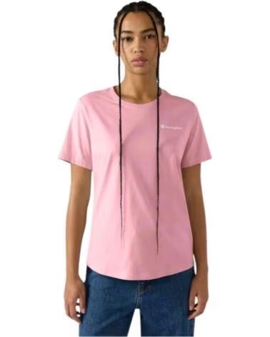 CHAMPION MAGLIETTA SS LOGO SCRIPT ICONS FUCSIA 118408-BS223 DONNA CASUAL ROSA