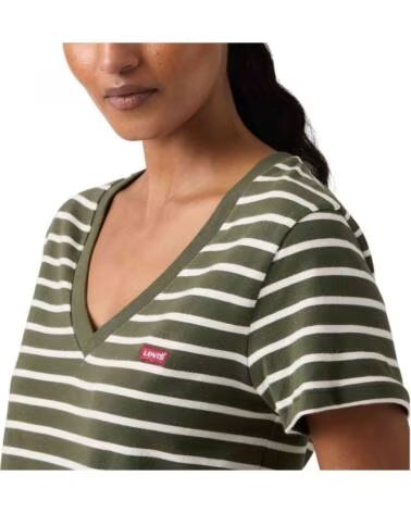 LEVIS Camiseta De Manga Corta Perfect Vneck Emily Stripe Dee en verde para mujer EMILY STRIPE DEEP