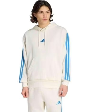 ADIDAS FELPA CON CAPPUCCIO M 3S FT HD BEIGE UOMO OWHITE-RAYBLU