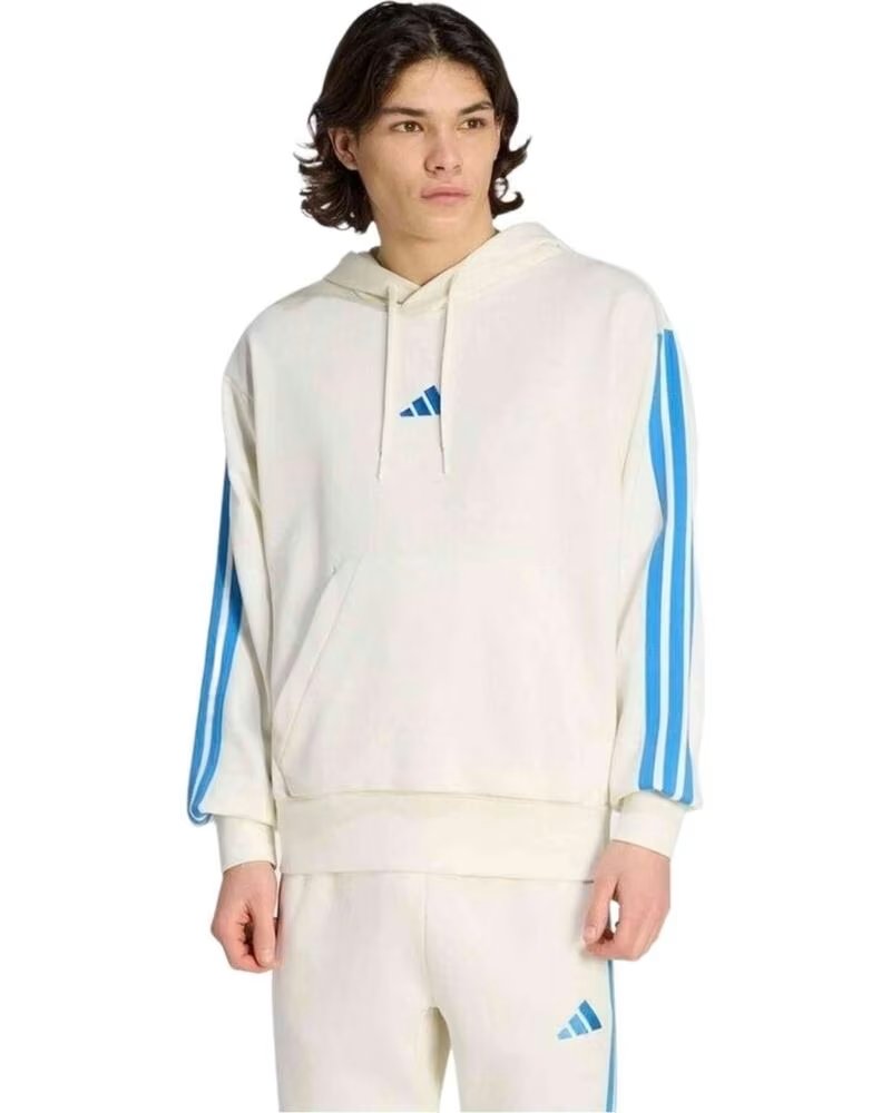 ADIDAS FELPA CON CAPPUCCIO M 3S FT HD BEIGE UOMO OWHITE-RAYBLU