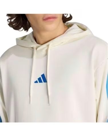 ADIDAS FELPA CON CAPPUCCIO M 3S FT HD BEIGE UOMO OWHITE-RAYBLU