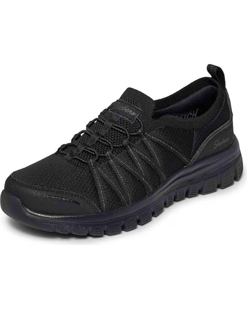 SKECHERS BASKETS GRACEFUL PURECRUSH NOIR HOMME BLACK KNIT