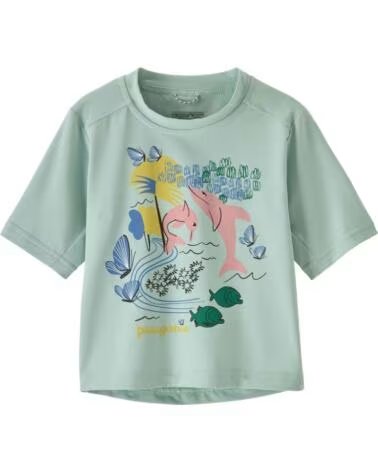 PATAGONIA Camiseta De Manga Corta 61267-Pdti en verde para unisex PINK DOLPHINS THIN ICE