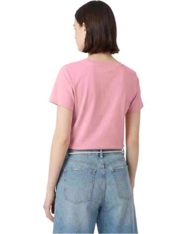 CHAMPION T-SHIRT SS COLLO A V ICONS FUCSIA 118409-BS223 DONNA CASUAL ROSA