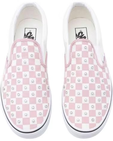 BASKETS CLASSIC SLIP-ON CHECKERBOARD AVEC CLOUS MEDIUM RED