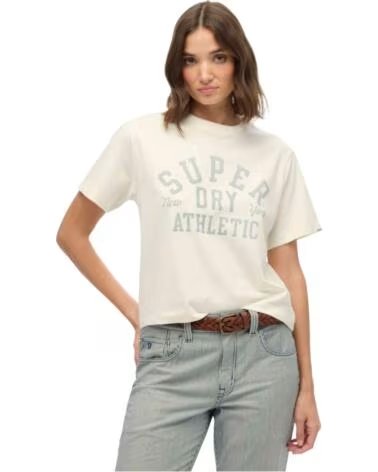SUPERDRY Camiseta De Manga Corta Athletic Essentials Loose Tee en blanco para mujer BONE WHITE