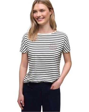 STREET ONE CAMISETA DE MANGA CORTA 324805 STRIPED SHIRT W CHEST MUJER SHADOW BLUE