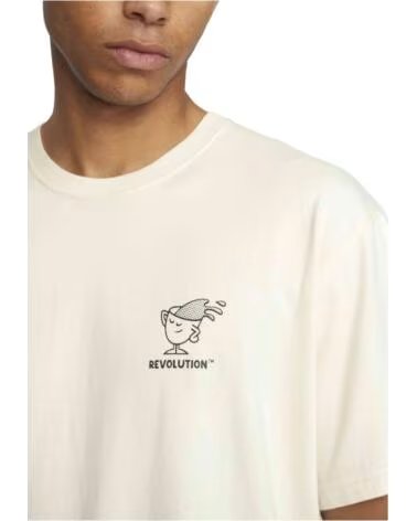 REVOLUTION MAGLIETTA A MANICHE CORTE STAMPATA DA UOMO BEIGE