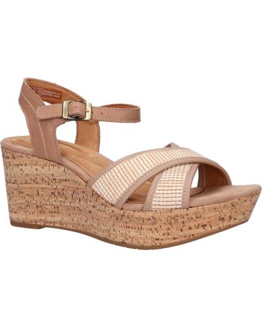 Woman Sandals CLARKS 26171442 ELLERI PLUM PRALINE LEATHER