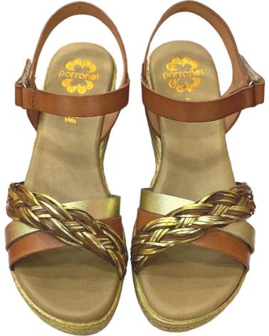 Sandalias de Mujer PORRONET SANDALIAS PIEL CUERO-ORO CUERO PLATINO