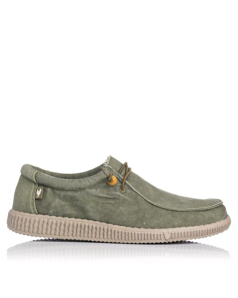 Nauticos de Hombre y Niño WALK IN PITAS ZAPATILLAS LONA PITAS WALLABI WASHED KAKI VERDE