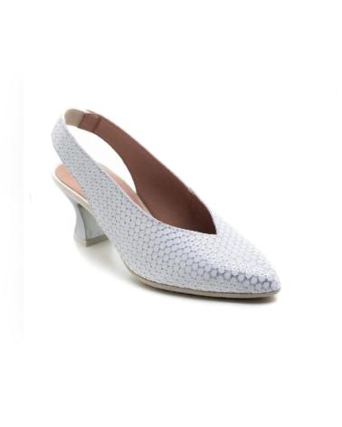 SAPATOS DE SALTO PITILLOS SLINGBACK BRANCO PRATA PLATA