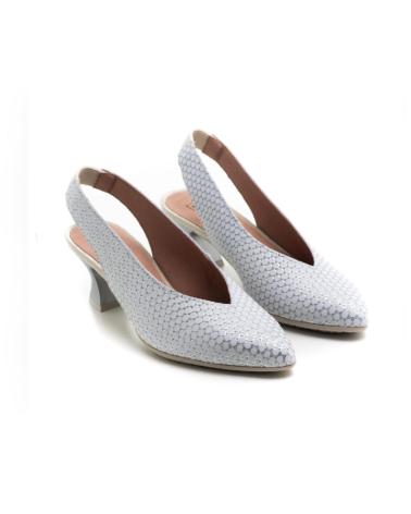 SAPATOS DE SALTO PITILLOS SLINGBACK BRANCO PRATA PLATA