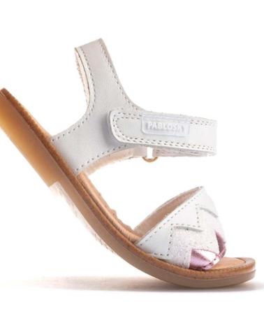 Sandali per Bambina PABLOSKY SANDALIA CON VELCRO NAPA NACAR BLANCO