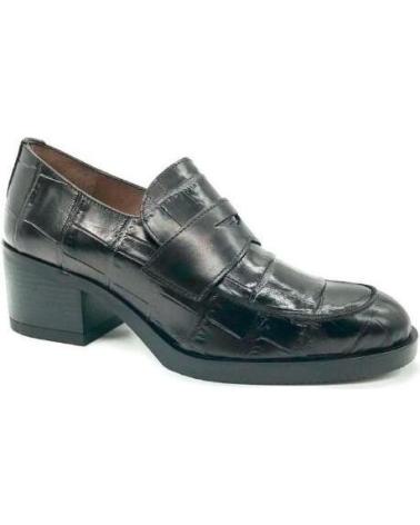 Zapatos de Mujer WONDERS MOCASIN CROCO TACON 3 CM NEGRO