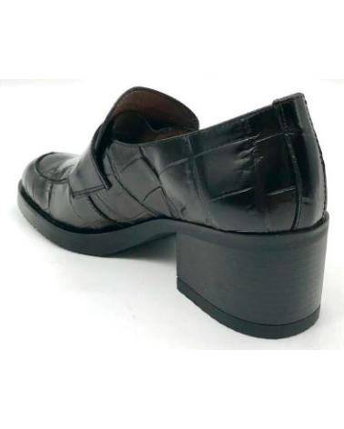 Zapatos de Mujer WONDERS MOCASIN CROCO TACON 3 CM NEGRO