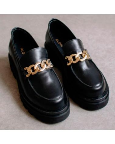 Zapatos de Mujer ALOHAS MOCASIN ANTIFAZ METAL NEGRO