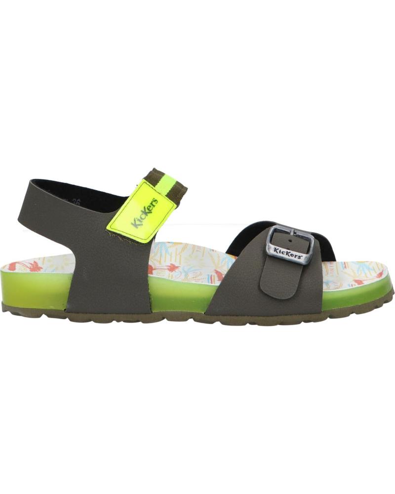 girl and boy Sandals KICKERS 894911-30 SOSTREET 202 KAKI JAUNE SURF