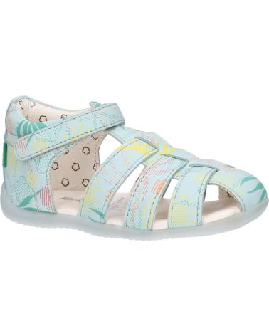 Sandali per Bambina e Bambino KICKERS 895392-10 BIGFLO-2 COW NAPPA 53 BLEU CLAIR SUNS