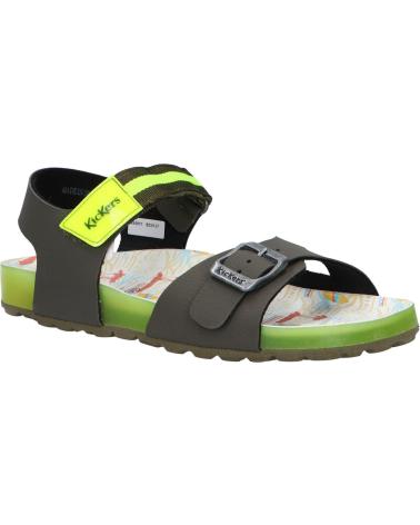 girl and boy Sandals KICKERS 894911-30 SOSTREET 202 KAKI JAUNE SURF