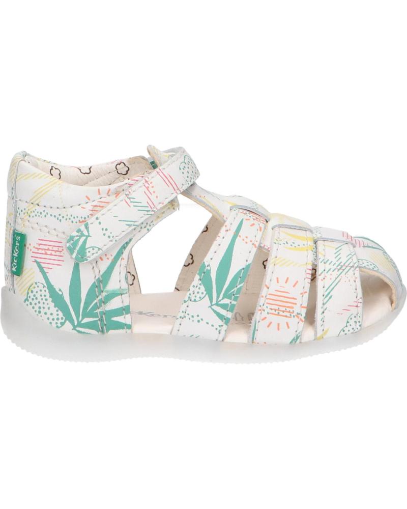 Sandali per Bambina e Bambino KICKERS 895392-10 BIGFLO-2 COW NAPPA 33 BLANC SUNSHINE