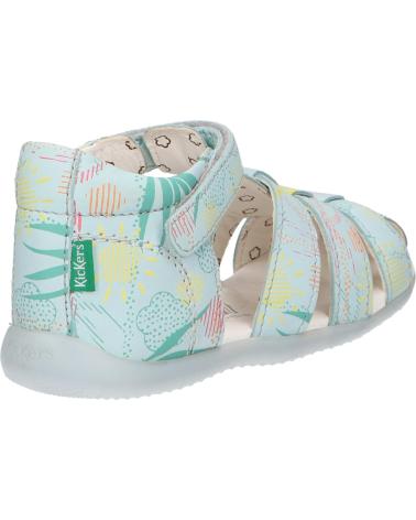 Sandali per Bambina e Bambino KICKERS 895392-10 BIGFLO-2 COW NAPPA 53 BLEU CLAIR SUNS