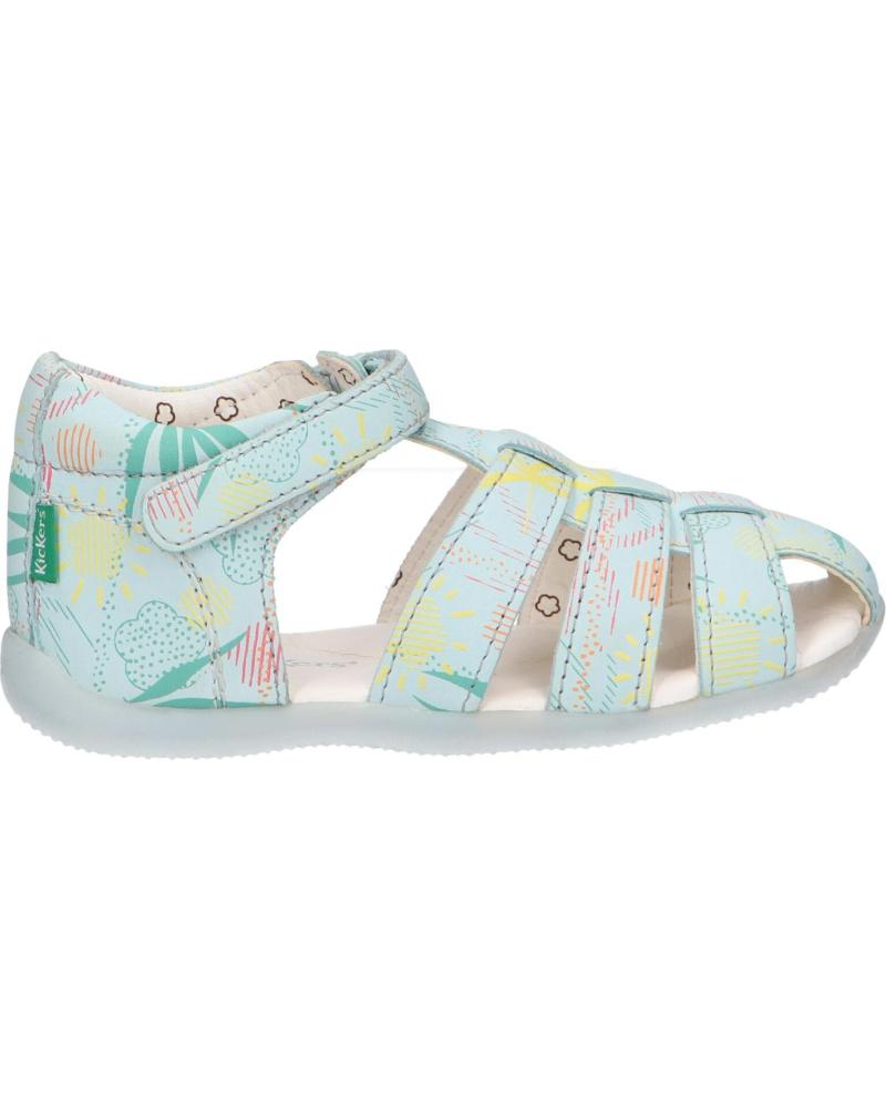 Sandali per Bambina e Bambino KICKERS 895392-10 BIGFLO-2 COW NAPPA 53 BLEU CLAIR SUNS