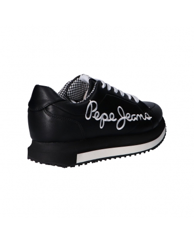 TÊNIS PEPE JEANS ZION PLS30907 PRETOS COM CADARÇOS BRANCOS 999 BLACK
