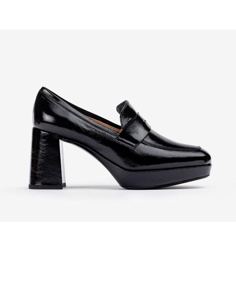 Zapatos de Mujer UNISA MOCASIN CHAROL TACON 7 CM NEGRO